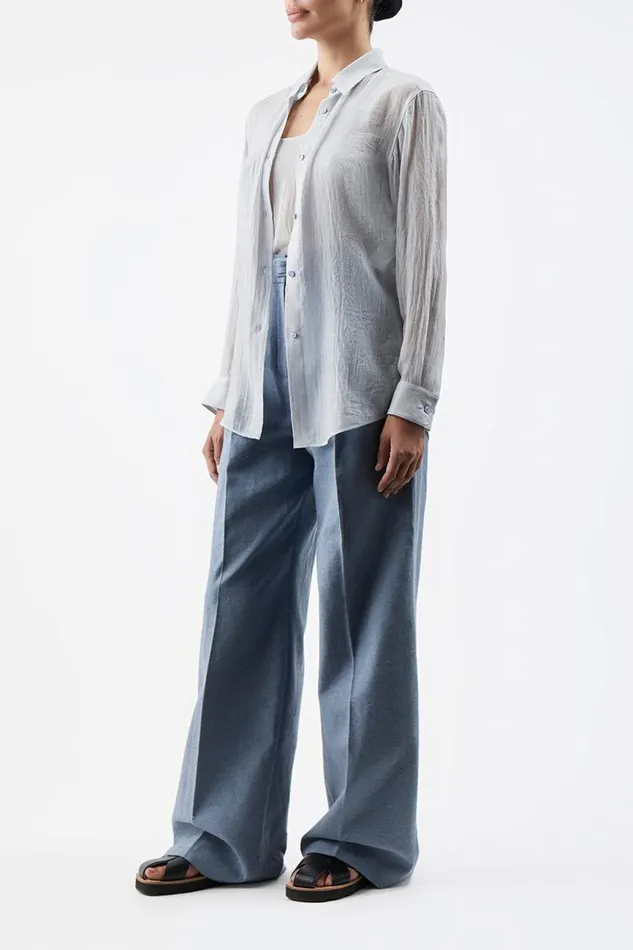 Gabriela Hearst Tops Women Ferrara Shirt In Light Blue Cashmere Silk Gauze