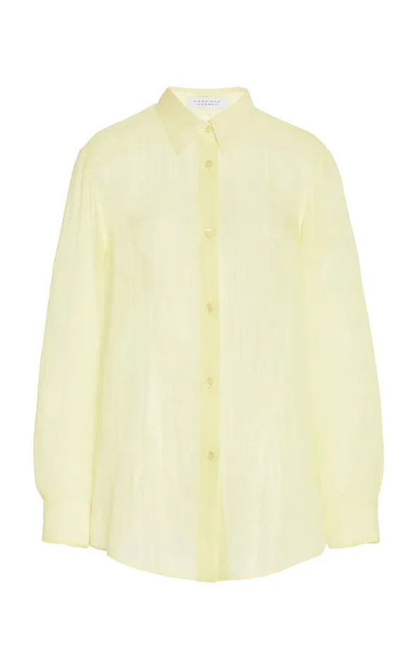 Gabriela Hearst Tops Women Ferrara Shirt In Lime Adamite Cashmere Silk Gauze