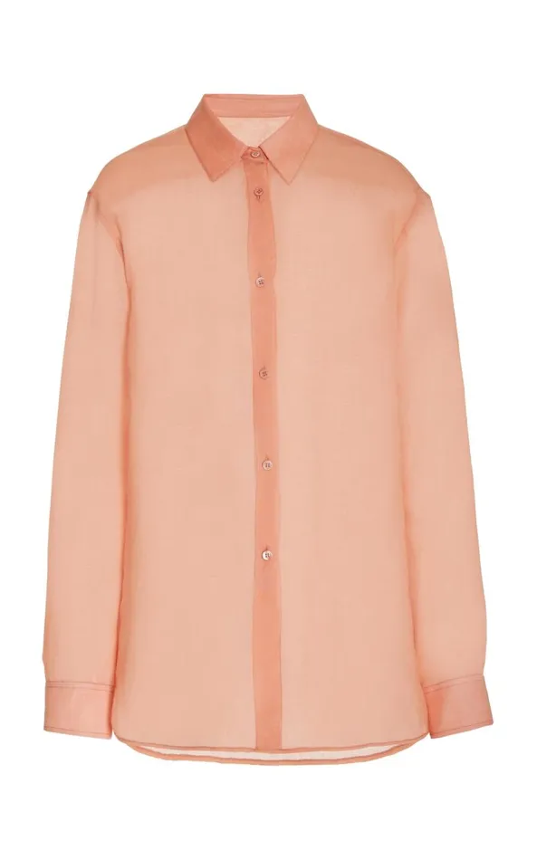 Gabriela Hearst Tops Women Ferrara Shirt In Watermelon Tourmaline Cashmere Gauze Gabriela Hearst Tops Women Ferrara Shirt In Watermelon Tourmaline Cashmere Gauze