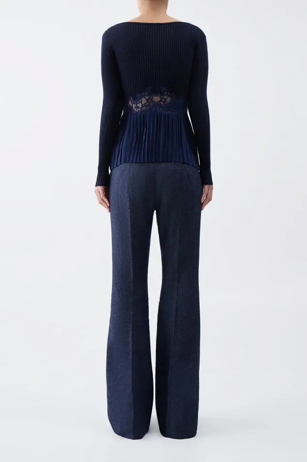 Gabriela Hearst Tops Women Fini Lace Top In Navy Silk Crepe