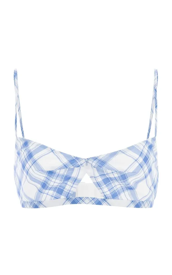 Gabriela Hearst Tops Women Gaia Bralette In Blue Check Upcycled Cotton