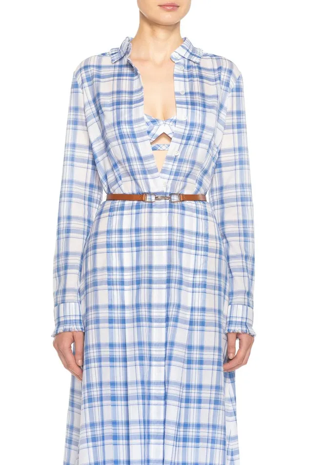 Gabriela Hearst Tops Women Gaia Bralette In Blue Check Upcycled Cotton