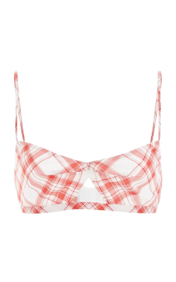 Gabriela Hearst Tops Women Gaia Bralette In Red Check Upcycled Cotton