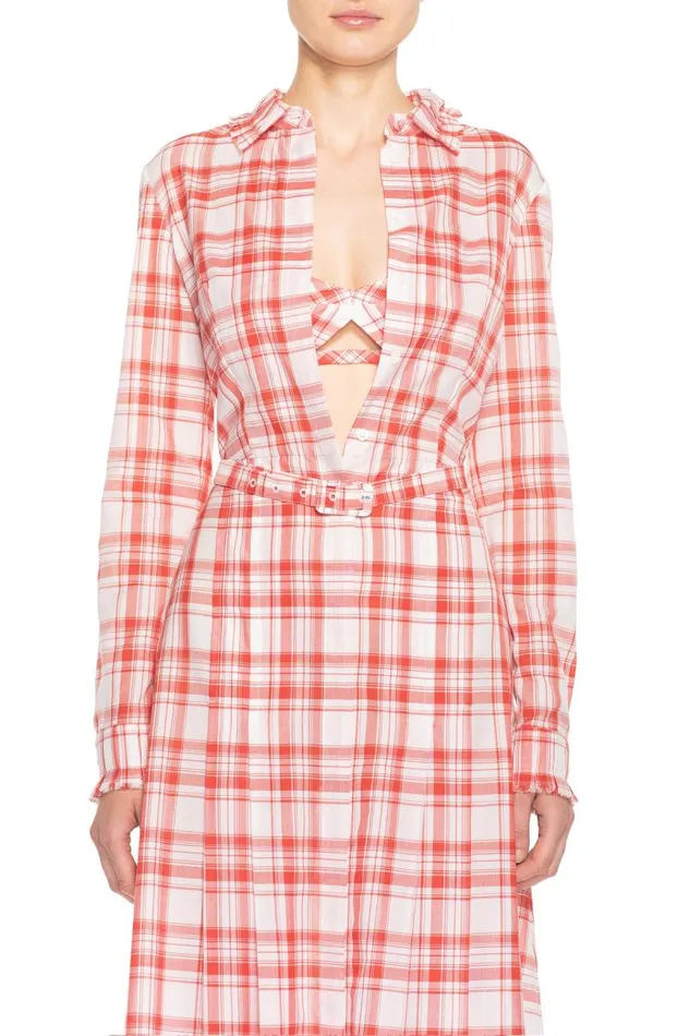 Gabriela Hearst Tops Women Gaia Bralette In Red Check Upcycled Cotton