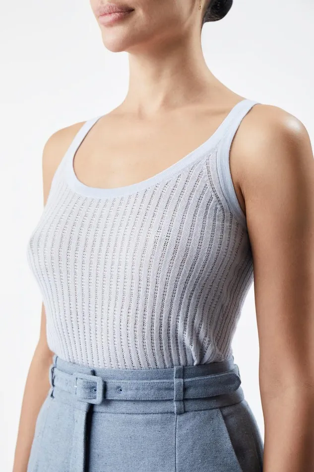 Gabriela Hearst Tops Women Graham Pointelle Knit Tank Top In Halogen Blue Cashmere Silk
