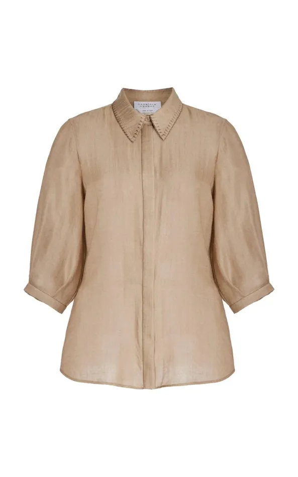 Gabriela Hearst Tops Women Hadley Blouse In Khaki Virgin Wool Cashmere