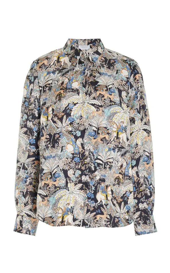 Gabriela Hearst Tops Women Henri Blouse In Blue Multi Printed Silk Twill