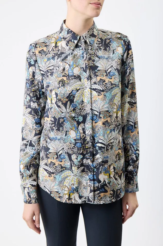 Gabriela Hearst Tops Women Henri Blouse In Blue Multi Printed Silk Twill