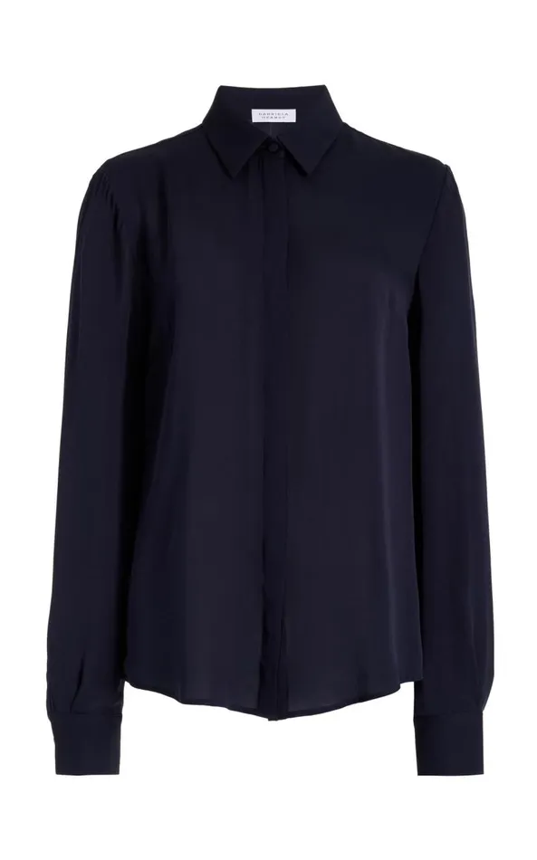 Gabriela Hearst Tops Women Henri Blouse In Dark Navy Silk Georgette Twill