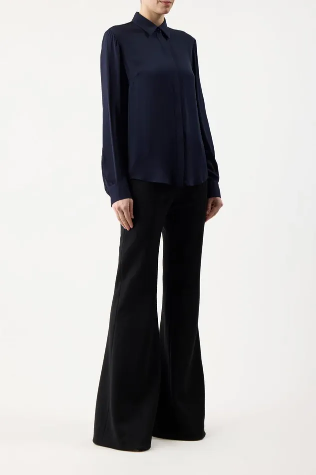 Gabriela Hearst Tops Women Henri Blouse In Dark Navy Silk Georgette Twill