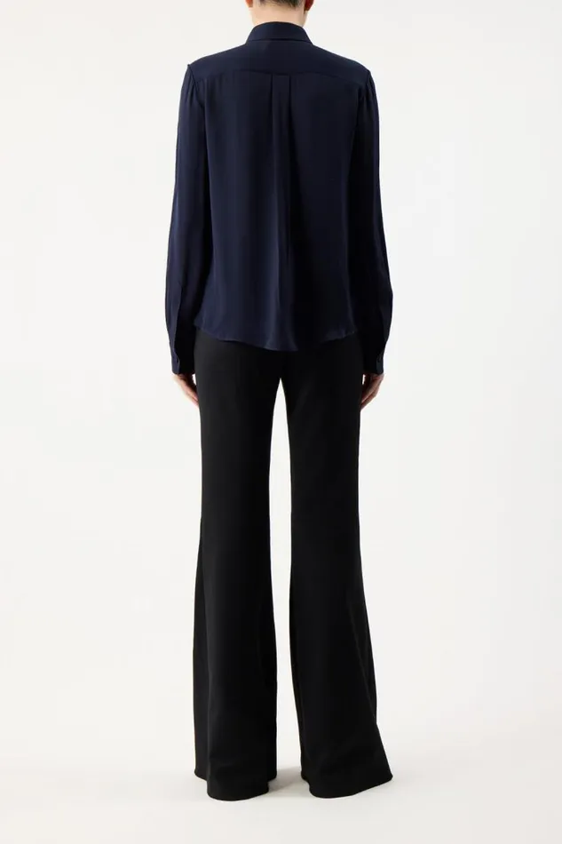 Gabriela Hearst Tops Women Henri Blouse In Dark Navy Silk Georgette Twill
