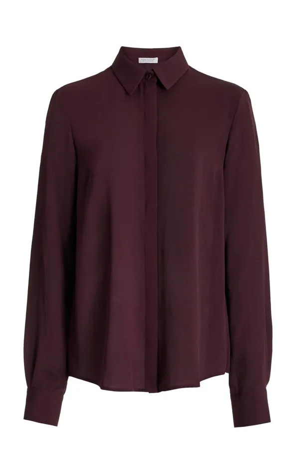 Gabriela Hearst Tops Women Henri Blouse In Deep Bordeaux Silk Georgette Twill Gabriela Hearst Tops Women Henri Blouse In Deep Bordeaux Silk Georgette Twill