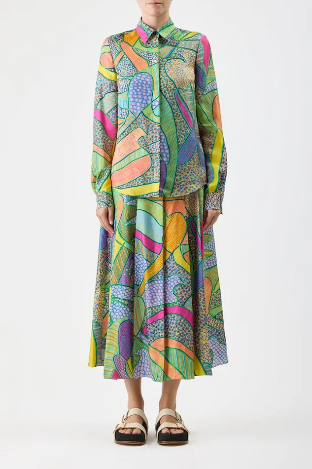 Gabriela Hearst Tops Women Henri Blouse In Green Multi Printed Silk Twill
