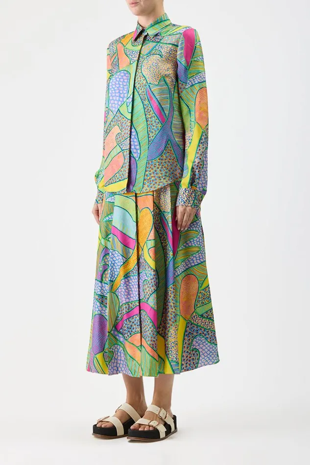 Gabriela Hearst Tops Women Henri Blouse In Green Multi Printed Silk Twill