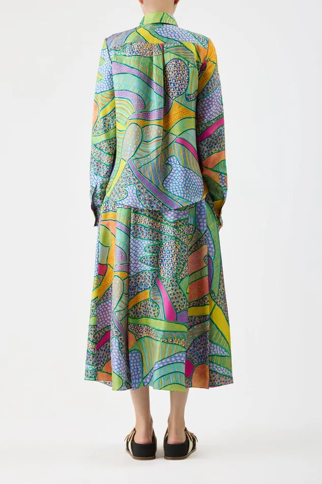 Gabriela Hearst Tops Women Henri Blouse In Green Multi Printed Silk Twill