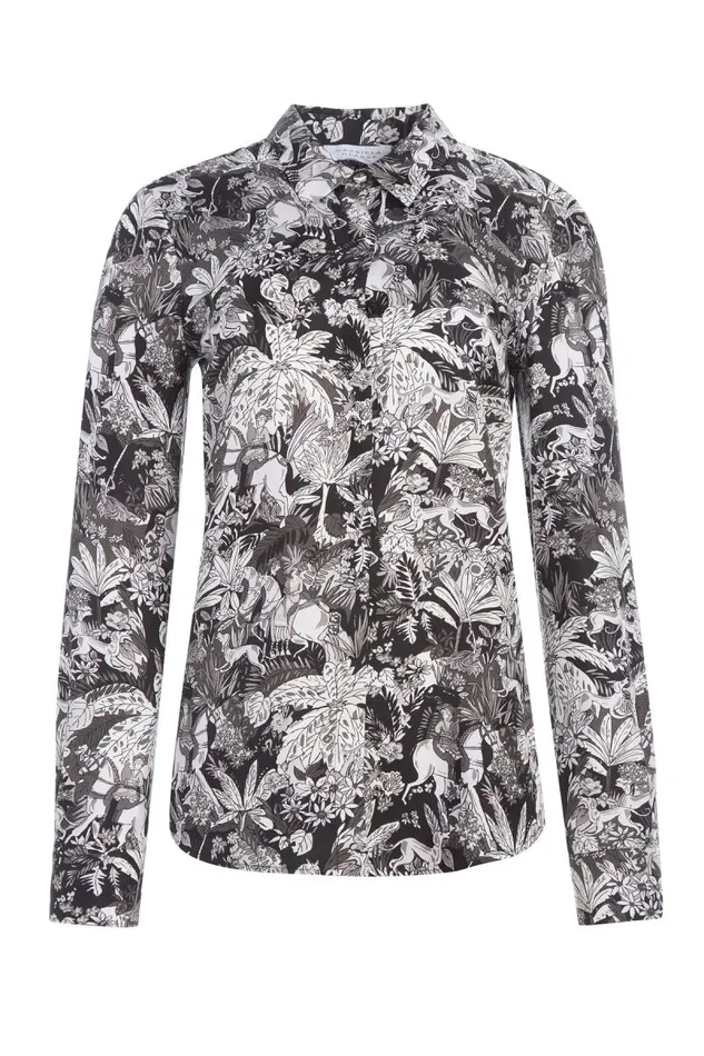 Gabriela Hearst Tops Women Henri Blouse In Grey Scale Printed Silk Twill