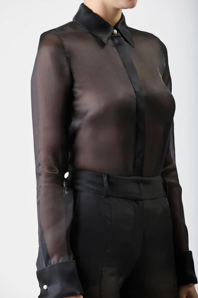 Gabriela Hearst Tops Women Horus Sheer Shirt In Black Silk Organza