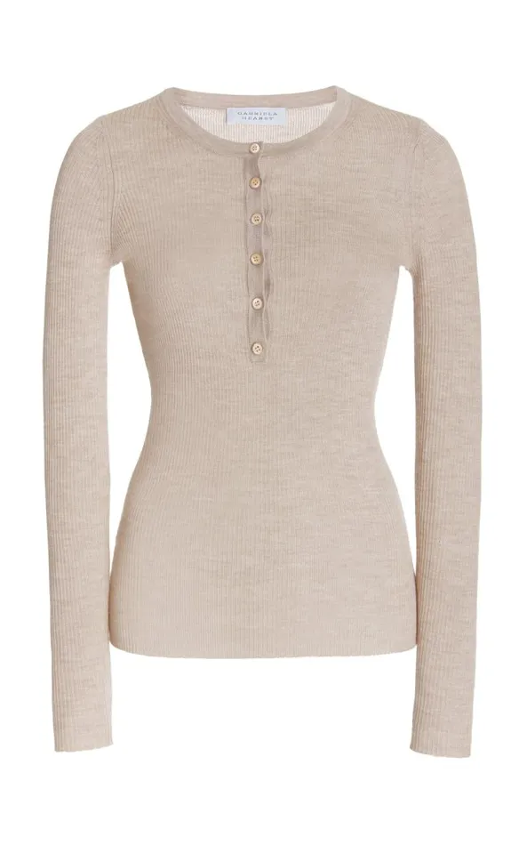Gabriela Hearst Tops Women Julian Knit Henley In Oatmeal Cashmere Silk