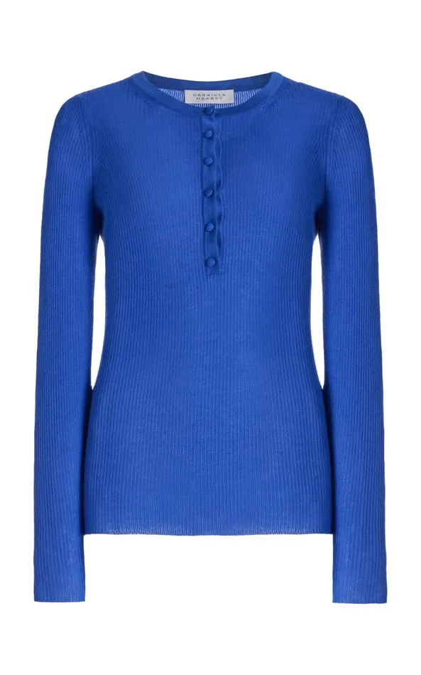 Gabriela Hearst Tops Women Julian Knit Henley In Sapphire Cashmere Silk