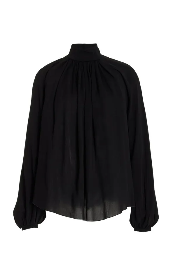 Gabriela Hearst Tops Women Kiian Pleated Top In Black Silk Georgette Twill
