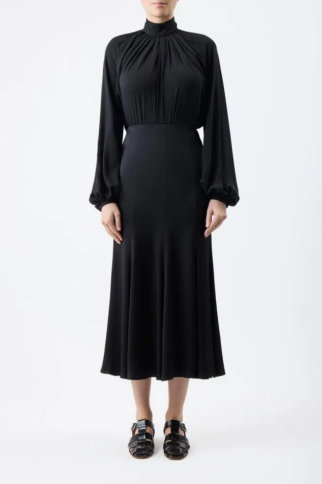 Gabriela Hearst Tops Women Kiian Pleated Top In Black Silk Georgette Twill