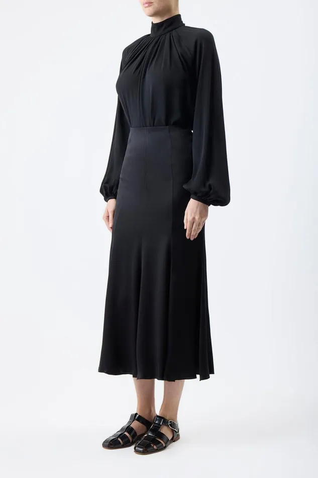 Gabriela Hearst Tops Women Kiian Pleated Top In Black Silk Georgette Twill