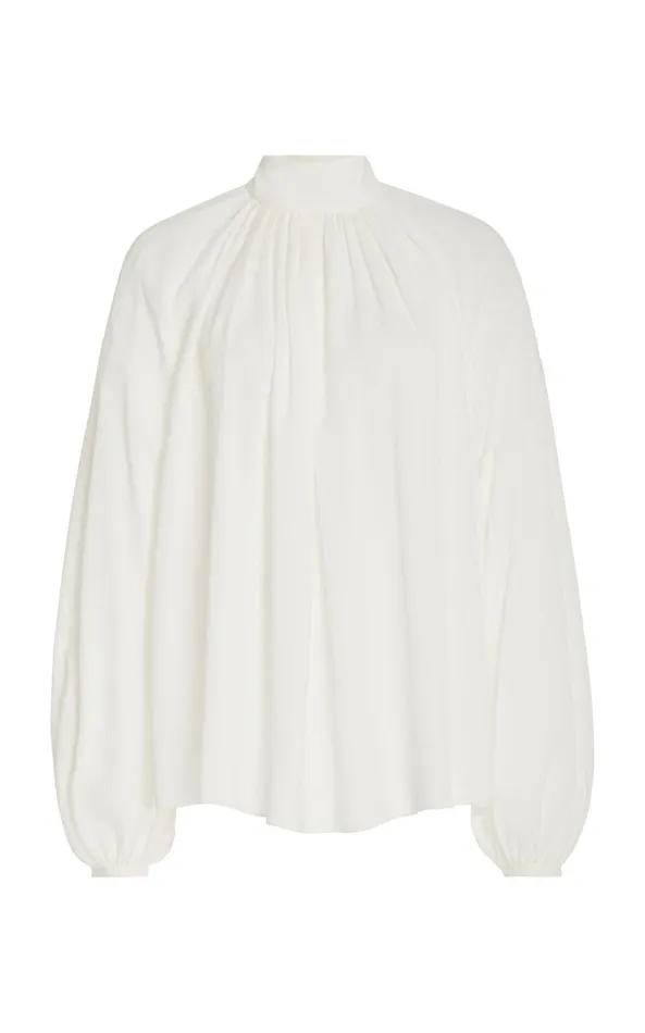 Gabriela Hearst Tops Women Kiian Pleated Top In Ivory Silk Georgette Twill