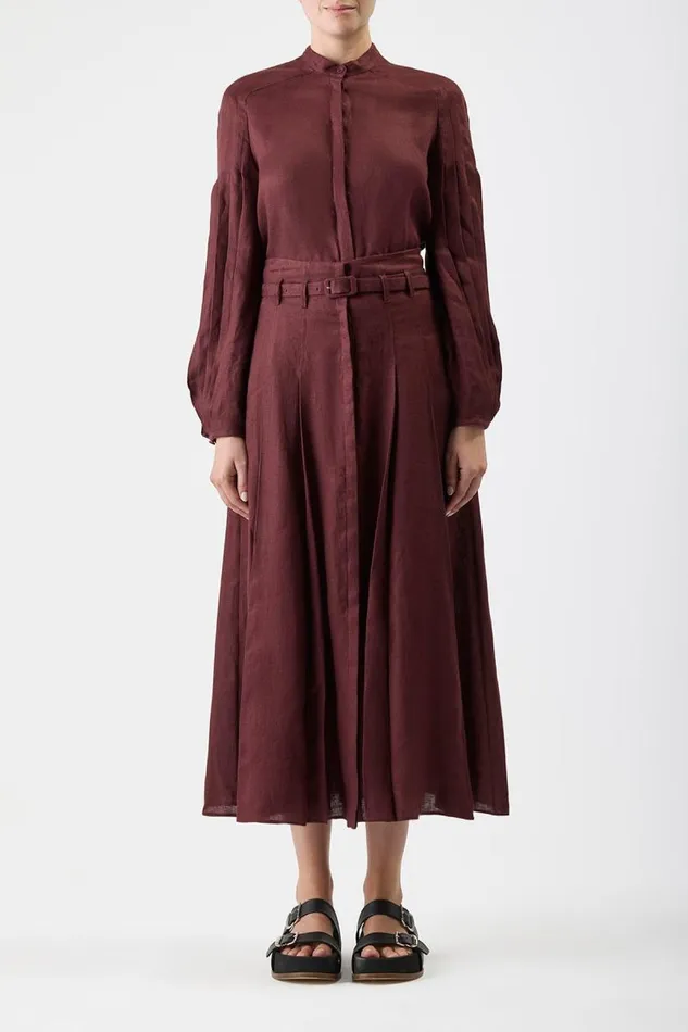 Gabriela Hearst Tops Women Laetitia Blouse In Deep Bordeaux Linen