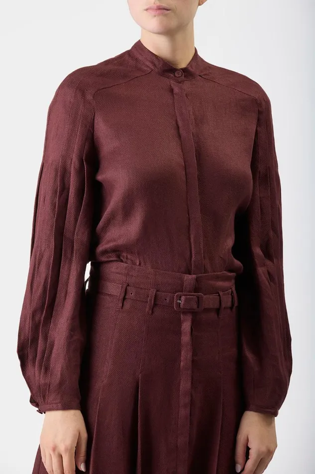 Gabriela Hearst Tops Women Laetitia Blouse In Deep Bordeaux Linen