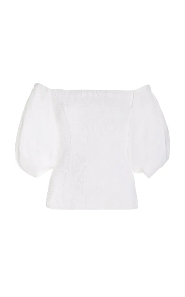 Gabriela Hearst Tops Women Lyre Shirred Blouse In Ivory Linen Silk Gauze