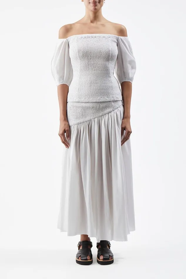 Gabriela Hearst Tops Women Lyre Shirred Blouse In Ivory Linen Silk Gauze