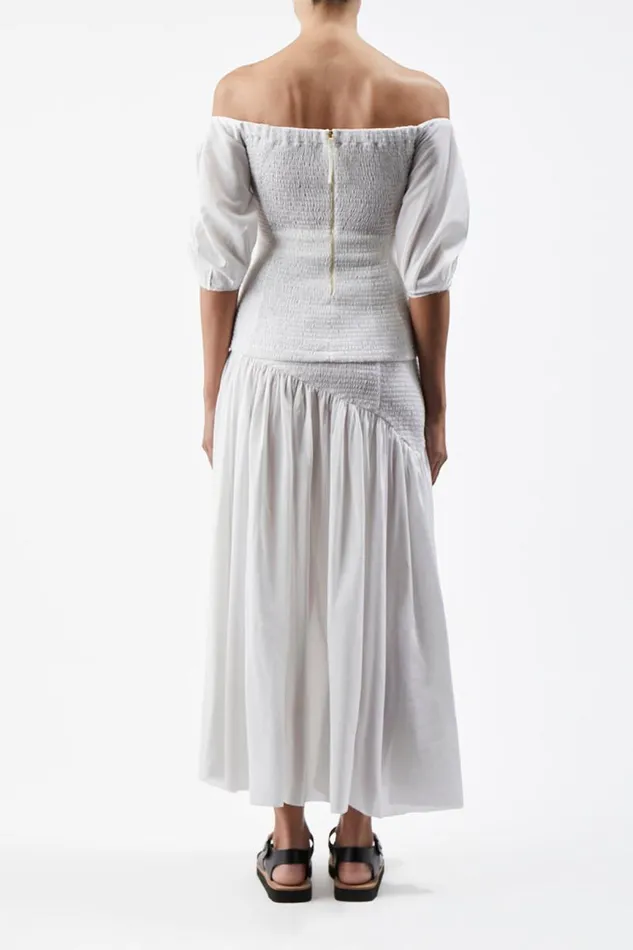 Gabriela Hearst Tops Women Lyre Shirred Blouse In Ivory Linen Silk Gauze