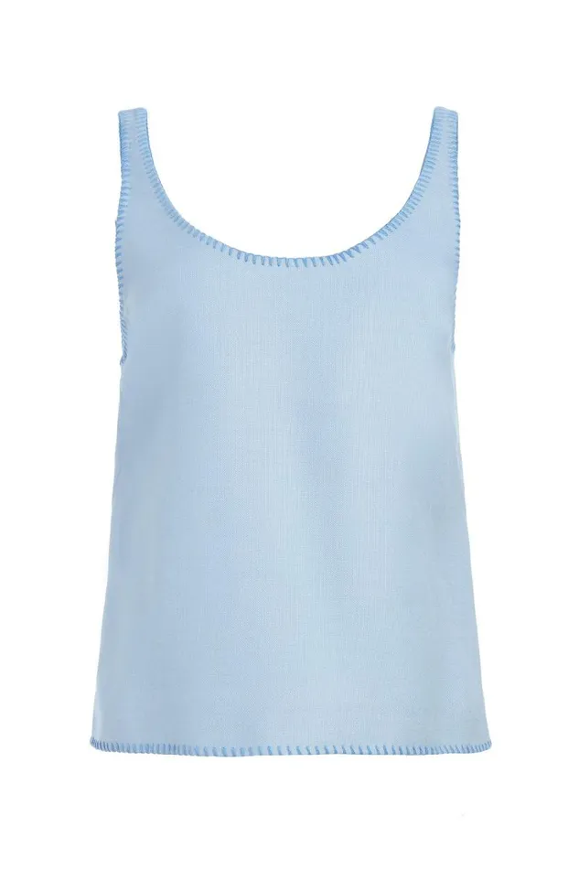 Gabriela Hearst Tops Women Muriel Tank Top In Stone Blue Silk Virgin Wool
