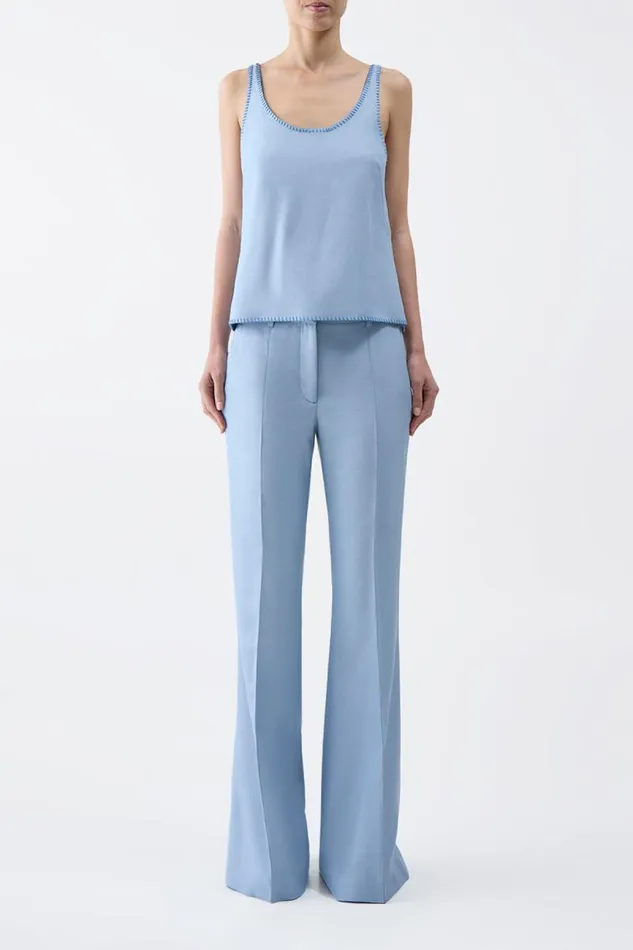 Gabriela Hearst Tops Women Muriel Tank Top In Stone Blue Silk Virgin Wool