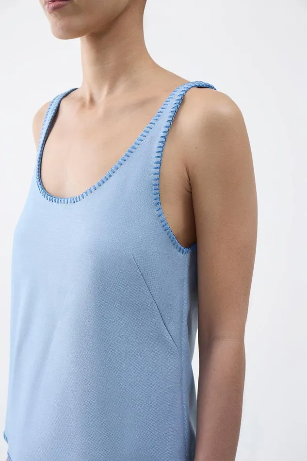 Gabriela Hearst Tops Women Muriel Tank Top In Stone Blue Silk Virgin Wool