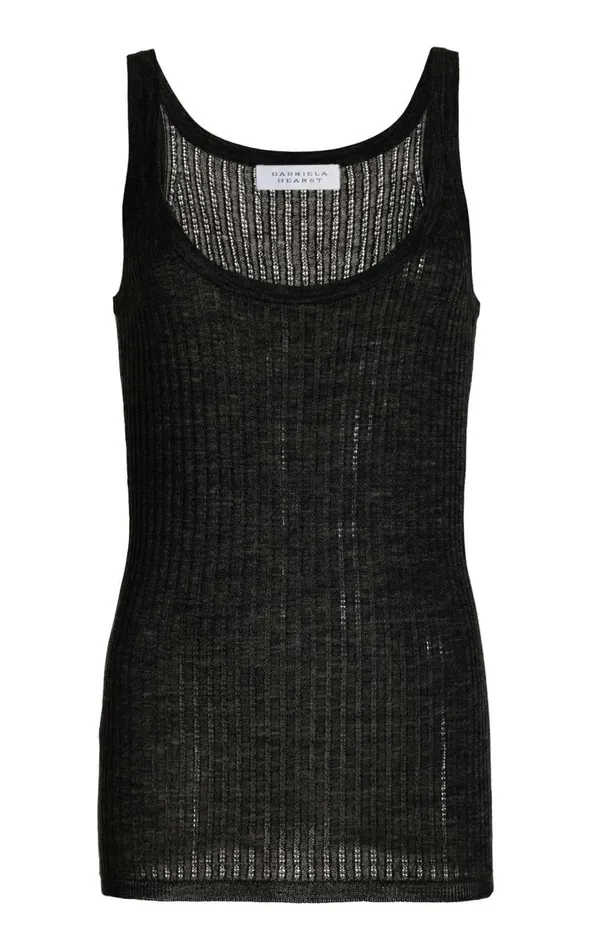 Gabriela Hearst Tops Women Nevin Pointelle Knit Tank Top In Black Cashmere Silk Gabriela Hearst Tops Women Nevin Pointelle Knit Tank Top In Black Cashmere Silk