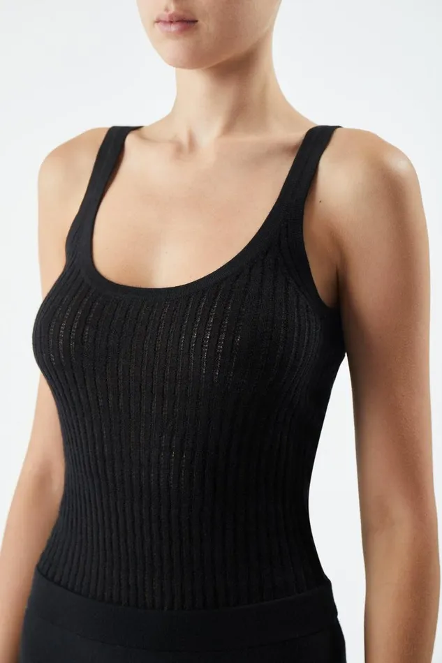 Gabriela Hearst Tops Women Nevin Pointelle Knit Tank Top In Black Cashmere Silk