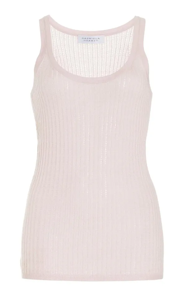 Gabriela Hearst Tops Women Nevin Pointelle Knit Tank Top In Blush Cashmere Silk Gabriela Hearst Tops Women Nevin Pointelle Knit Tank Top In Blush Cashmere Silk