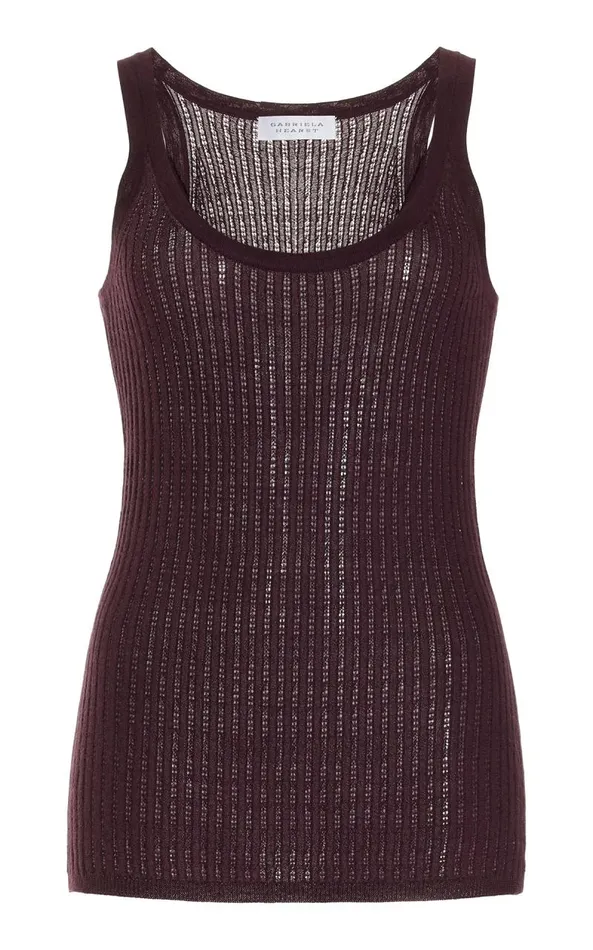 Gabriela Hearst Tops Women Nevin Pointelle Knit Tank Top In Deep Bordeaux Cashmere Silk Gabriela Hearst Tops Women Nevin Pointelle Knit Tank Top In Deep Bordeaux Cashmere Silk