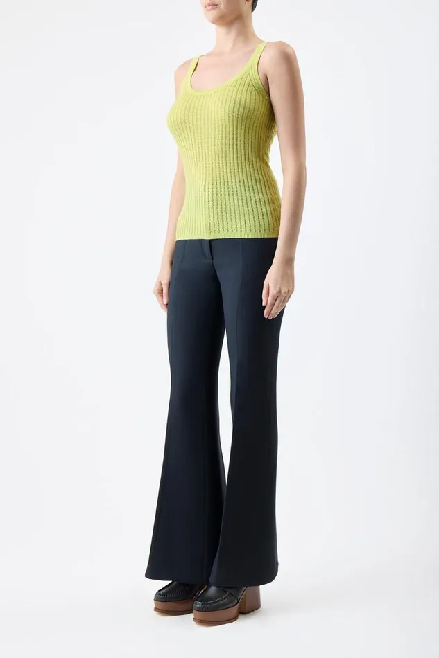 Gabriela Hearst Tops Women Nevin Pointelle Knit Tank Top In Lime Adamite Cashmere Silk