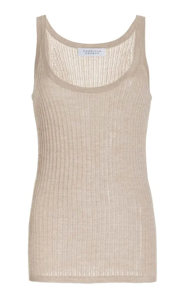 Gabriela Hearst Tops Women Nevin Pointelle Knit Tank Top In Oatmeal Cashmere Silk Gabriela Hearst Tops Women Nevin Pointelle Knit Tank Top In Oatmeal Cashmere Silk