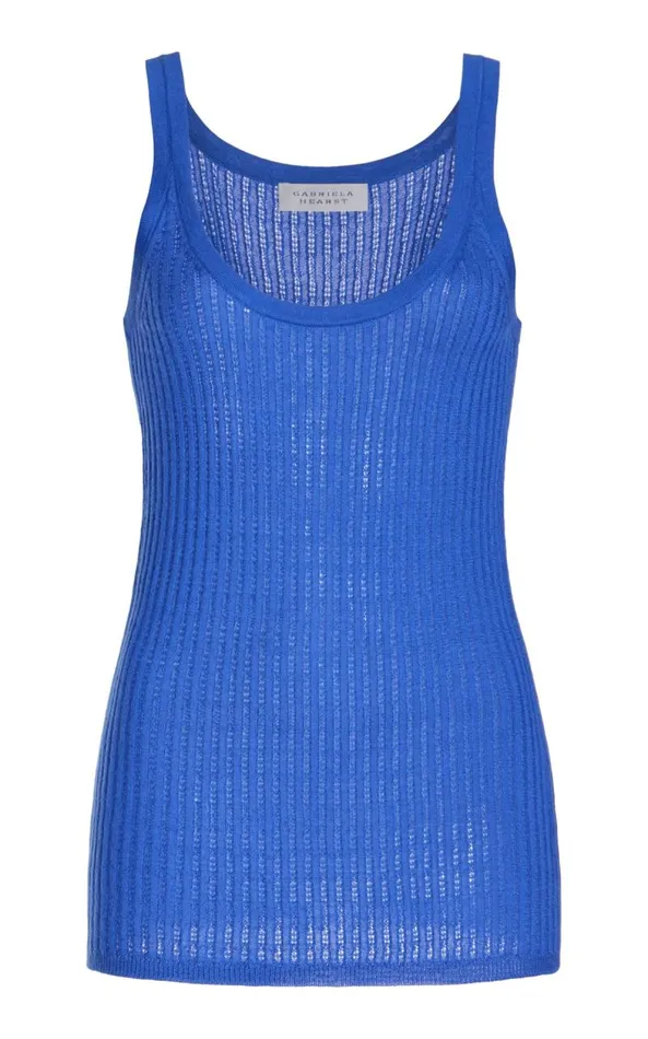 Gabriela Hearst Tops Women Nevin Pointelle Knit Tank Top In Sapphire Cashmere Silk Gabriela Hearst Tops Women Nevin Pointelle Knit Tank Top In Sapphire Cashmere Silk