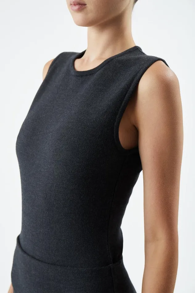 Gabriela Hearst Tops Women Nora Knit Bodysuit In Charcoal Merino Wool