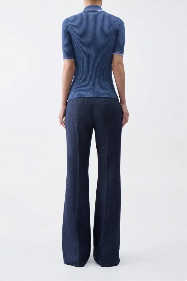 Gabriela Hearst Tops Women Perro Knit Polo In Denim Blue Cashmere Silk