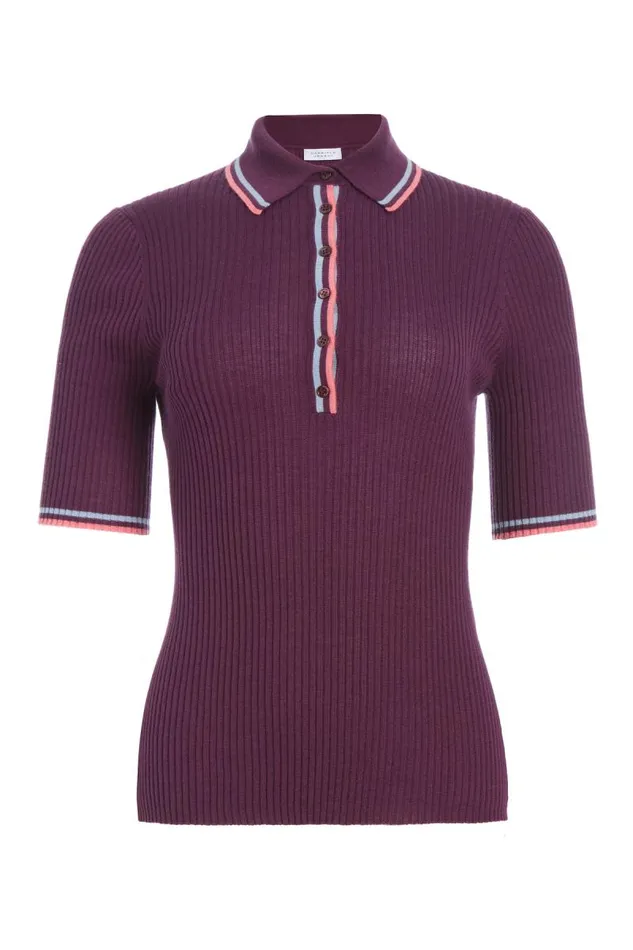 Gabriela Hearst Tops Women Perro Knit Polo In Italian Plum Cashmere Silk