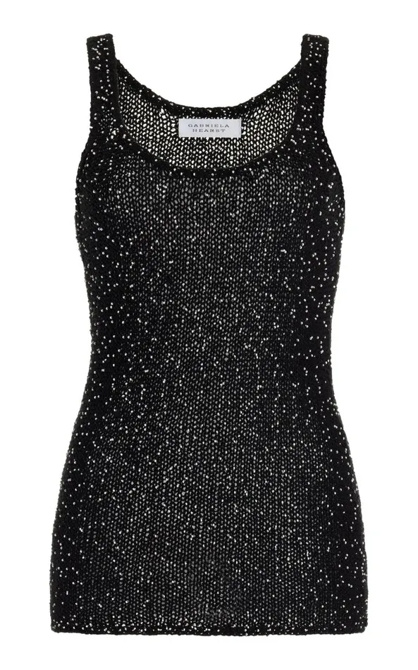 Gabriela Hearst Tops Women Sanne Knit Tank Top In Black Beaded Silk