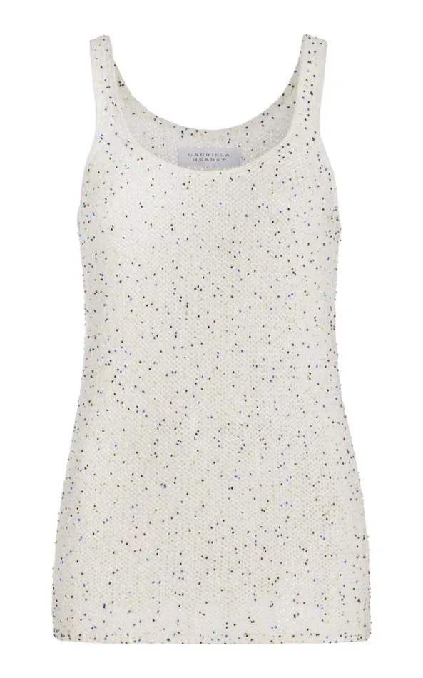 Gabriela Hearst Tops Women Sanne Knit Tank Top In White Beaded Silk