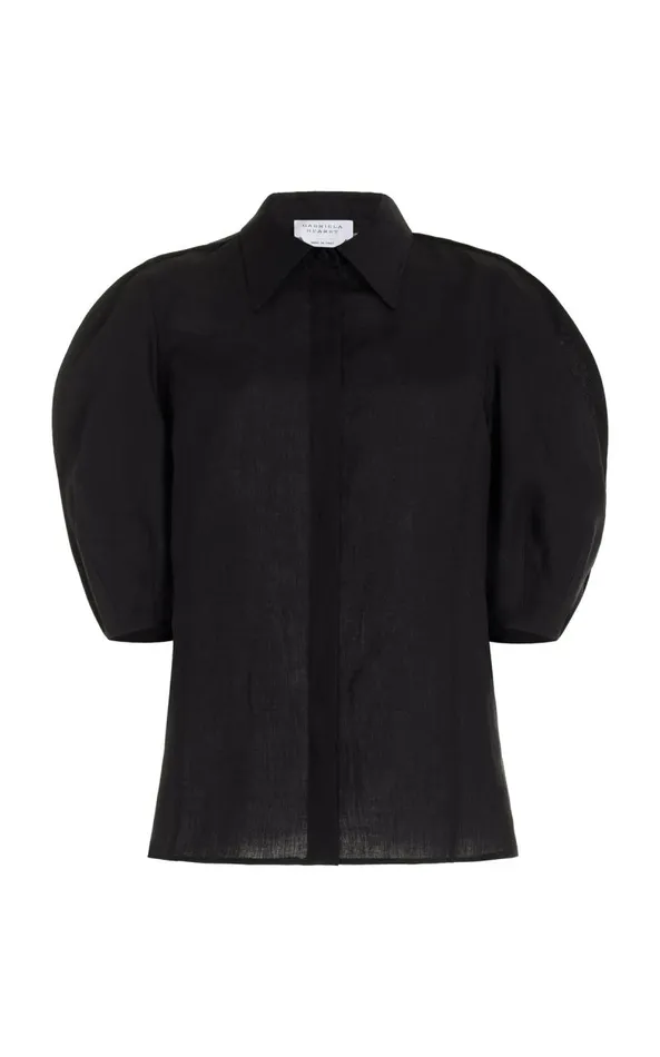 Gabriela Hearst Tops Women Sansi Top In Black Aloe Linen