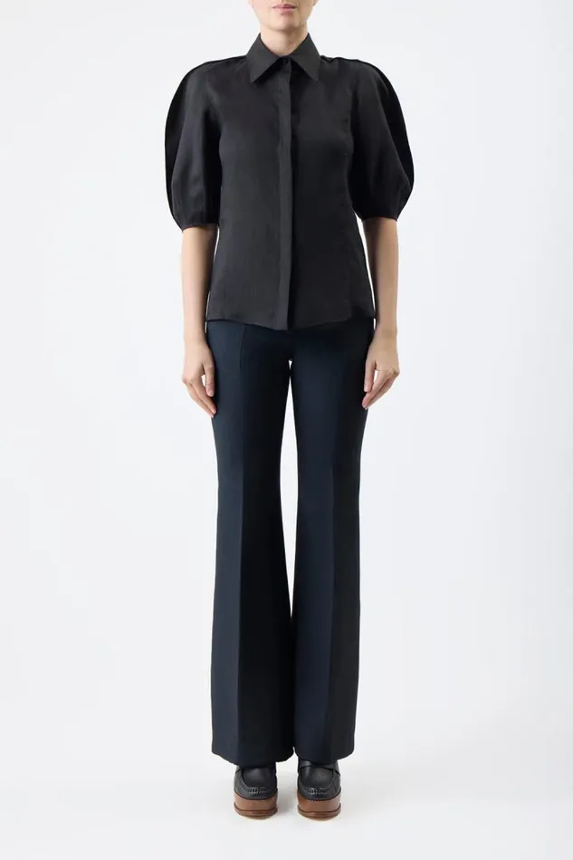 Gabriela Hearst Tops Women Sansi Top In Black Aloe Linen