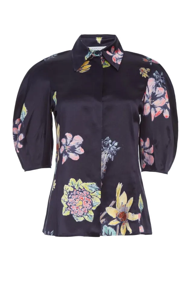 Gabriela Hearst Tops Women Sansi Top In Dark Navy Multi Printed Silk